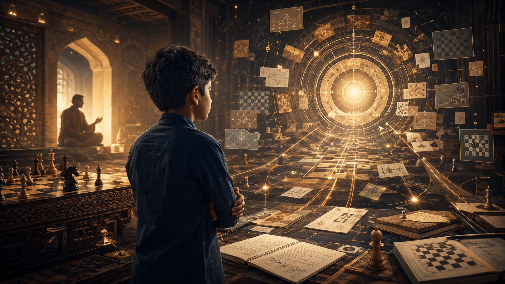 Child learning chess independently before moving toward structured coaching