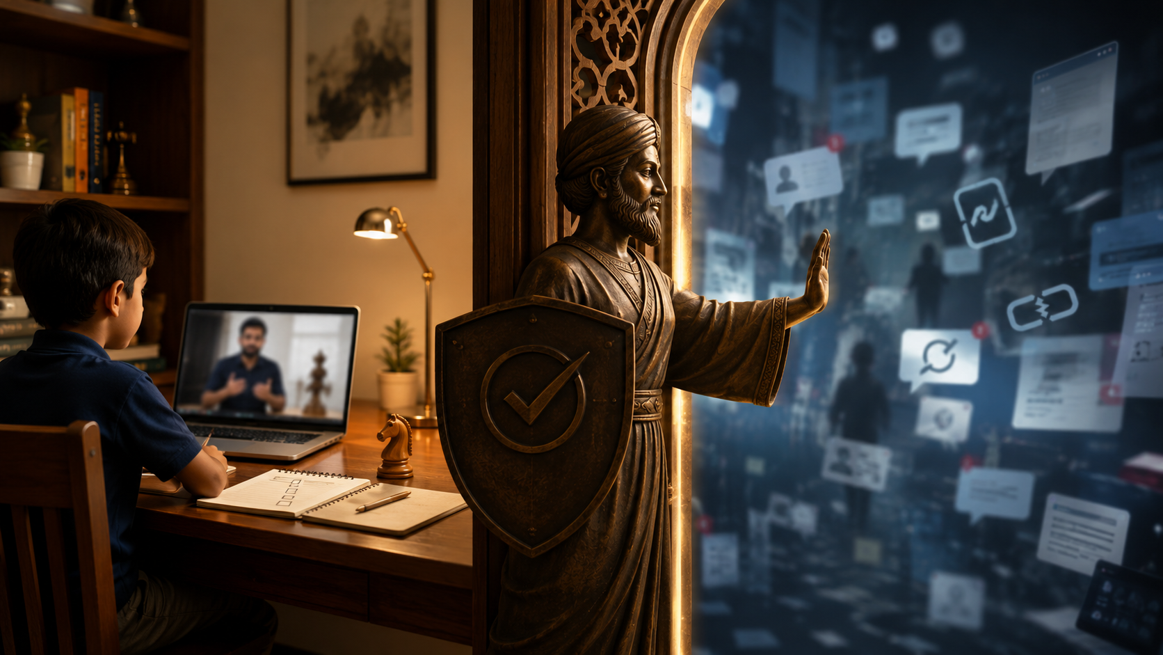 Symbolic safe online chess learning environment protected by a trusted guardian